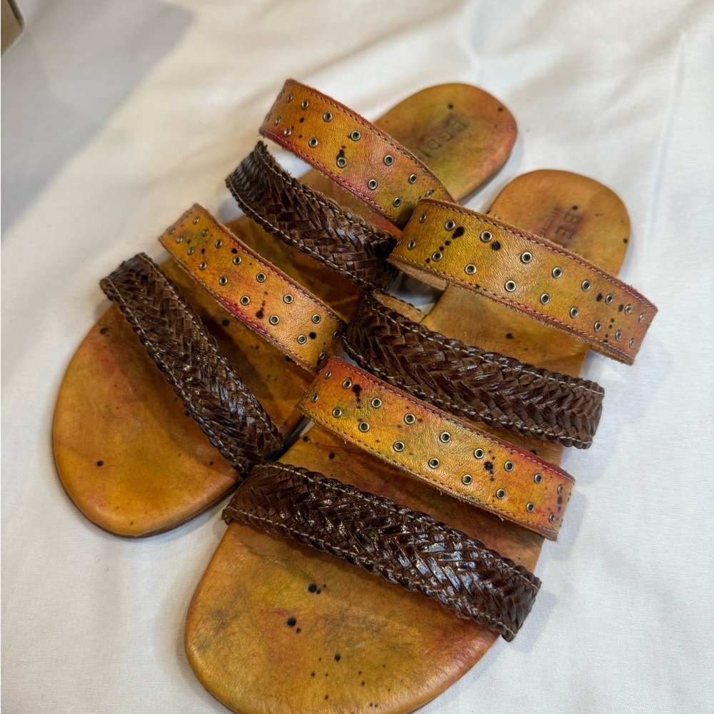 Brown and Yellow Strappy Sandals
